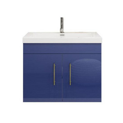 Elara 30&quot; High Gloss Night Blue Wall-Mounted Vanity With Single Reinforced White Acrylic Sink