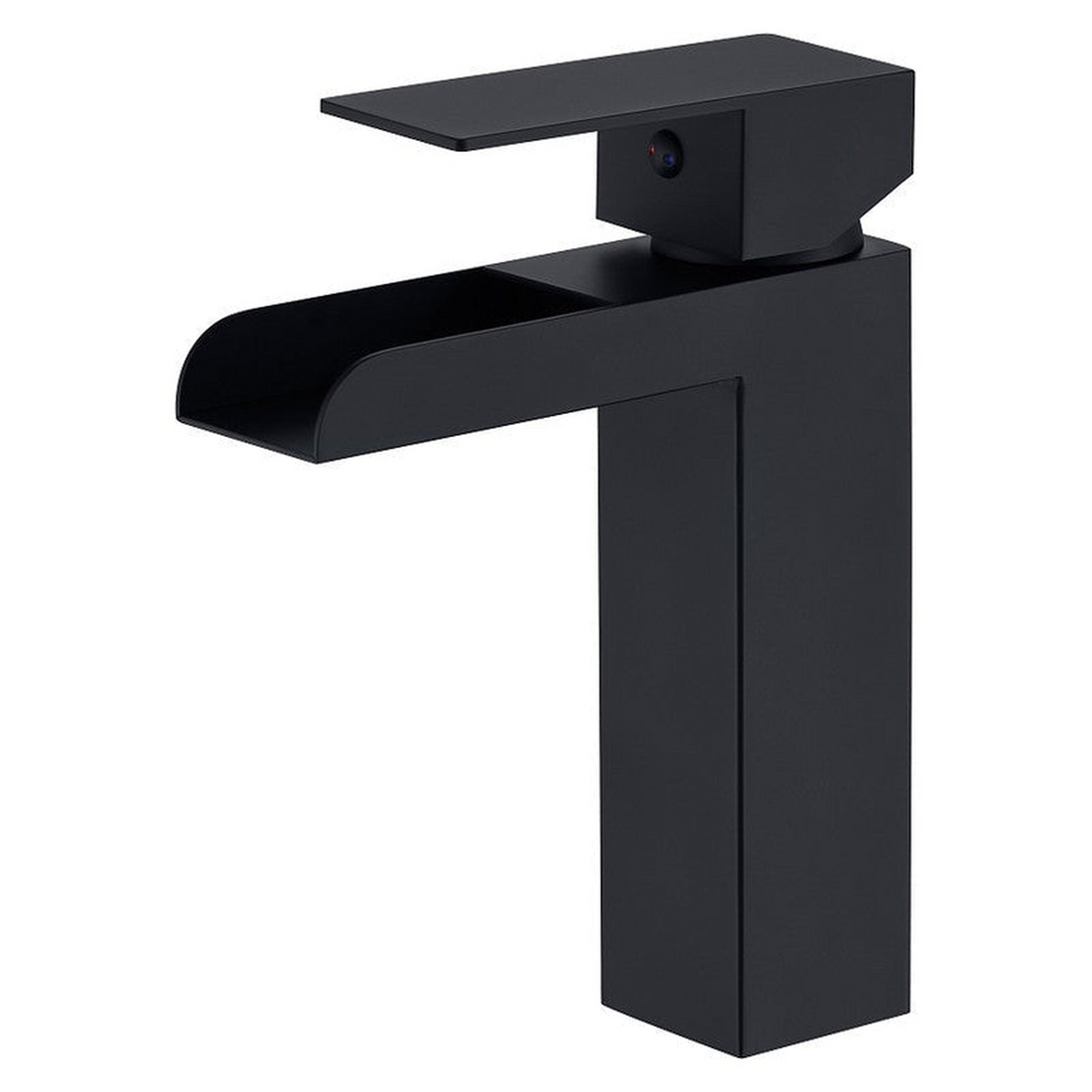 BathCraft Nelli 6‚Äù x 7‚Äù Single Hole Matte Black Waterfall Faucet With Red/Blue Indicators