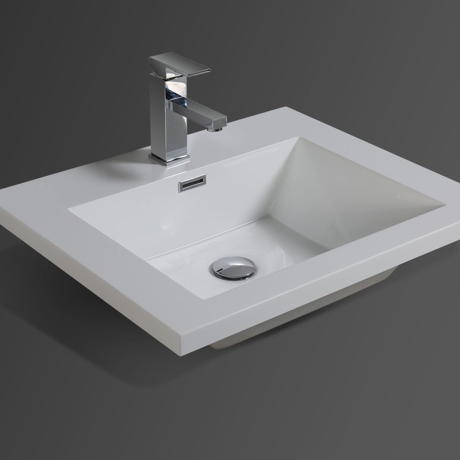 Amara 24&quot; Dark Gray Oak Freestanding Vanity With Single Reinforced White Acrylic Sink