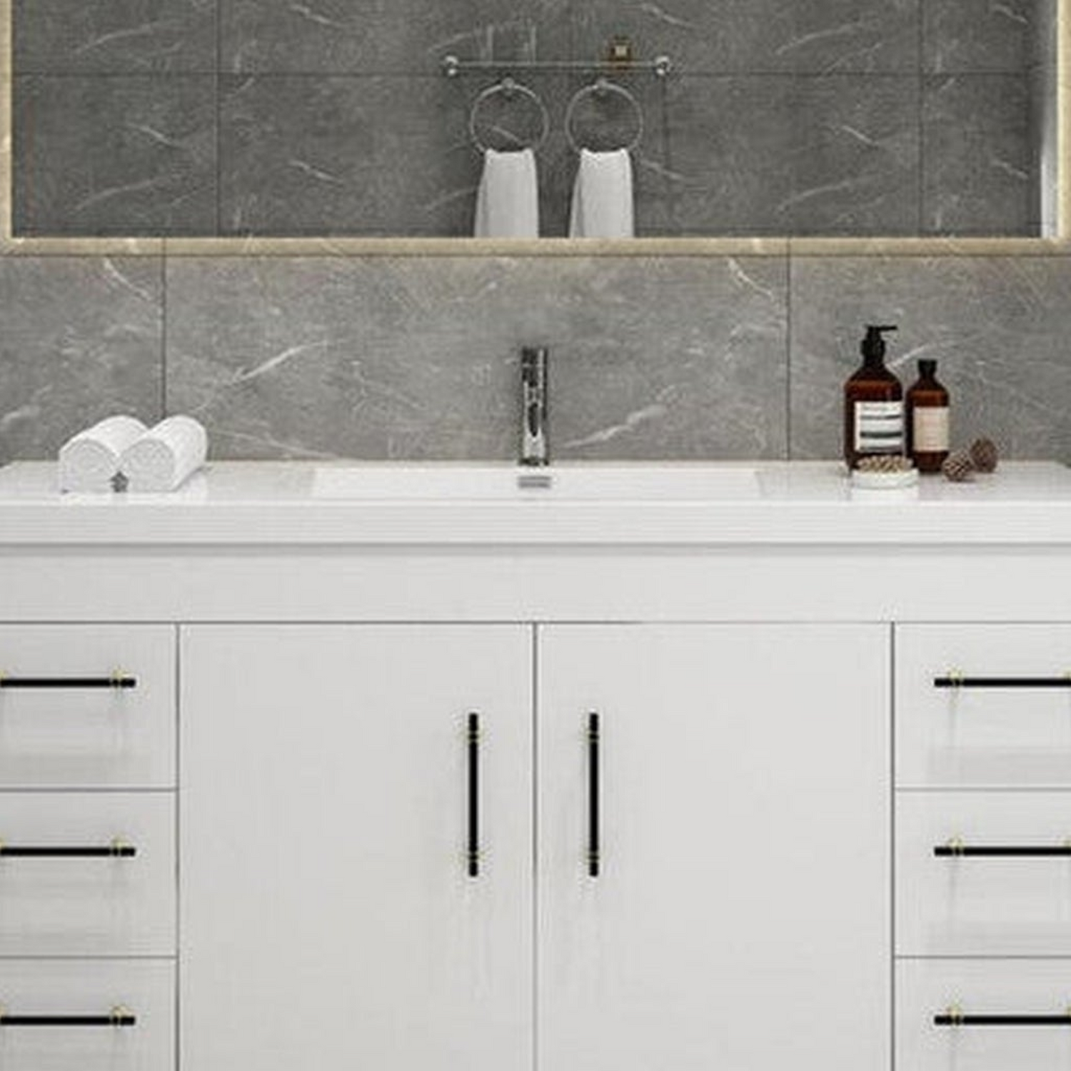 Elara 60&quot; High Gloss White Freestanding Vanity With Single Reinforced White Acrylic Sink