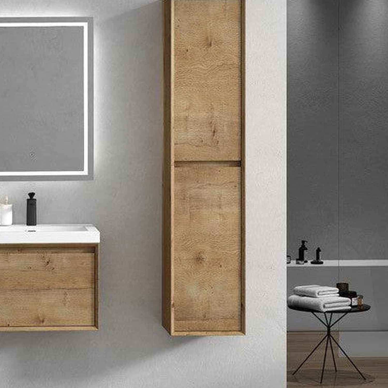 Bellezza 24&quot; White Oak Wall-Mounted Vanity With Single Reinforced White Acrylic Sink