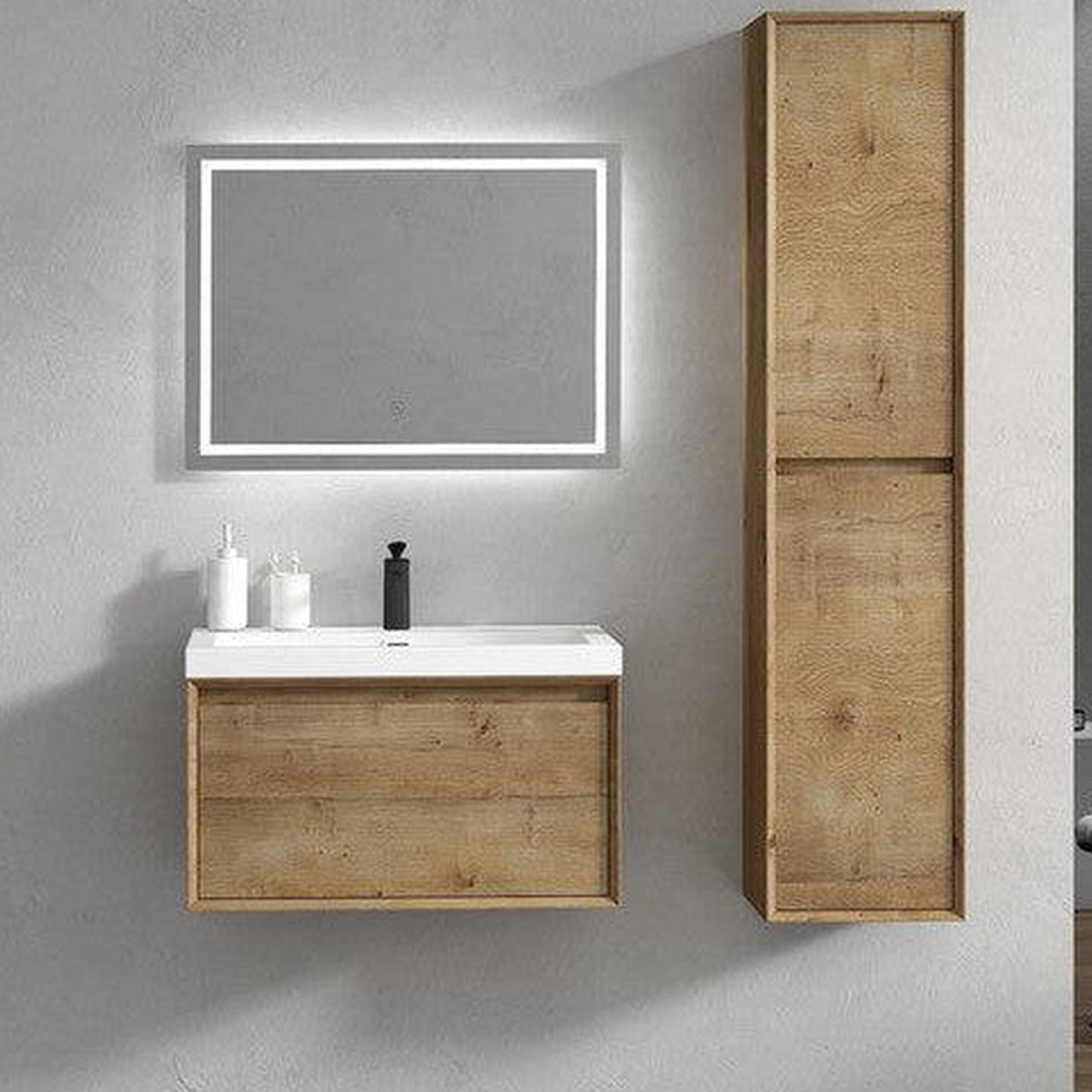 Bellezza 30&quot; White Oak Wall-Mounted Vanity With Single Reinforced White Acrylic Sink