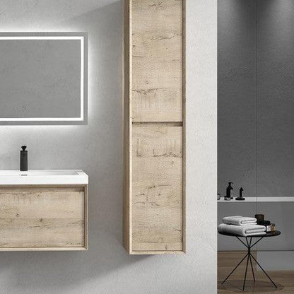 Bellezza 30&quot; Light Oak Wall-Mounted Vanity With Single Reinforced White Acrylic Sink