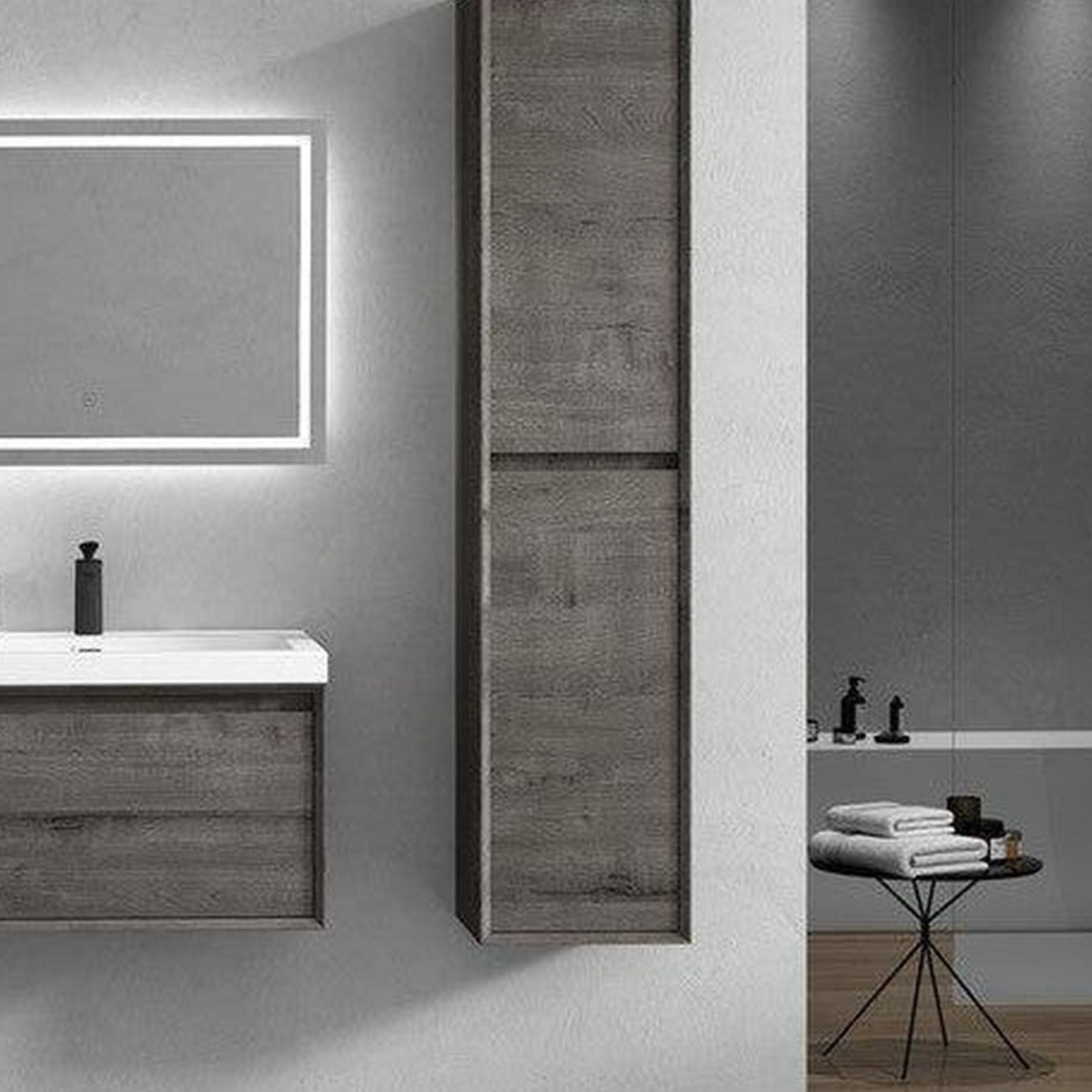 Bellezza 30&quot; Smoke Oak Wall-Mounted Vanity With Single Reinforced White Acrylic Sink