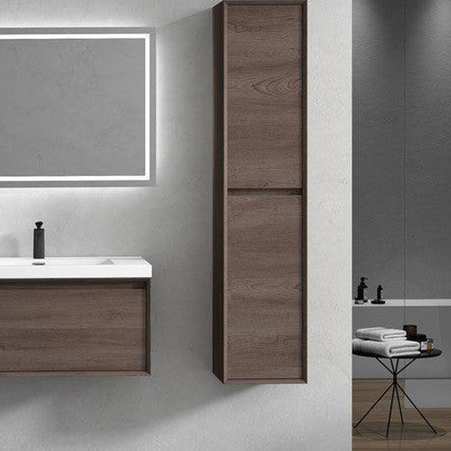 Bellezza 36&quot; Red Oak Wall-Mounted Vanity With Single Reinforced White Acrylic Sink