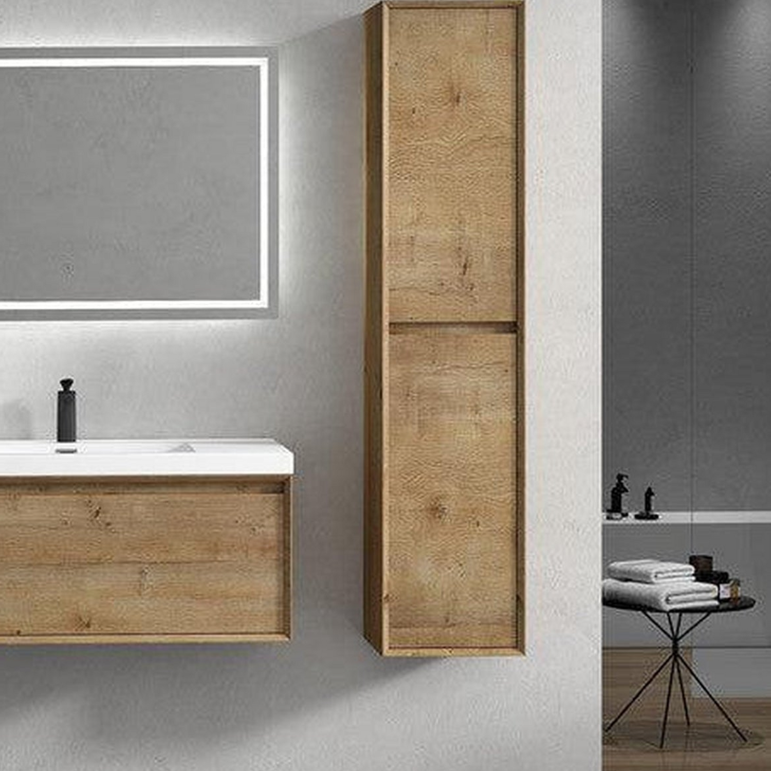 Bellezza 42&quot; White Oak Wall-Mounted Vanity With Single Reinforced White Acrylic Sink