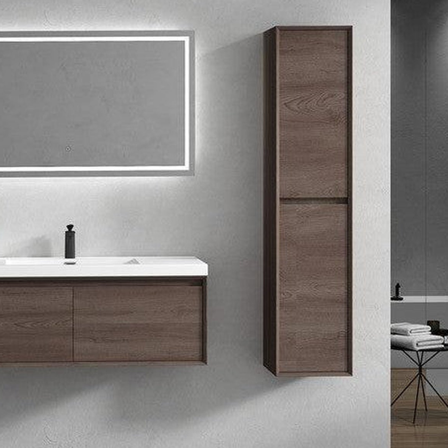 Bellezza 48&quot; Red Oak Wall-Mounted Vanity With Single Reinforced White Acrylic Sink