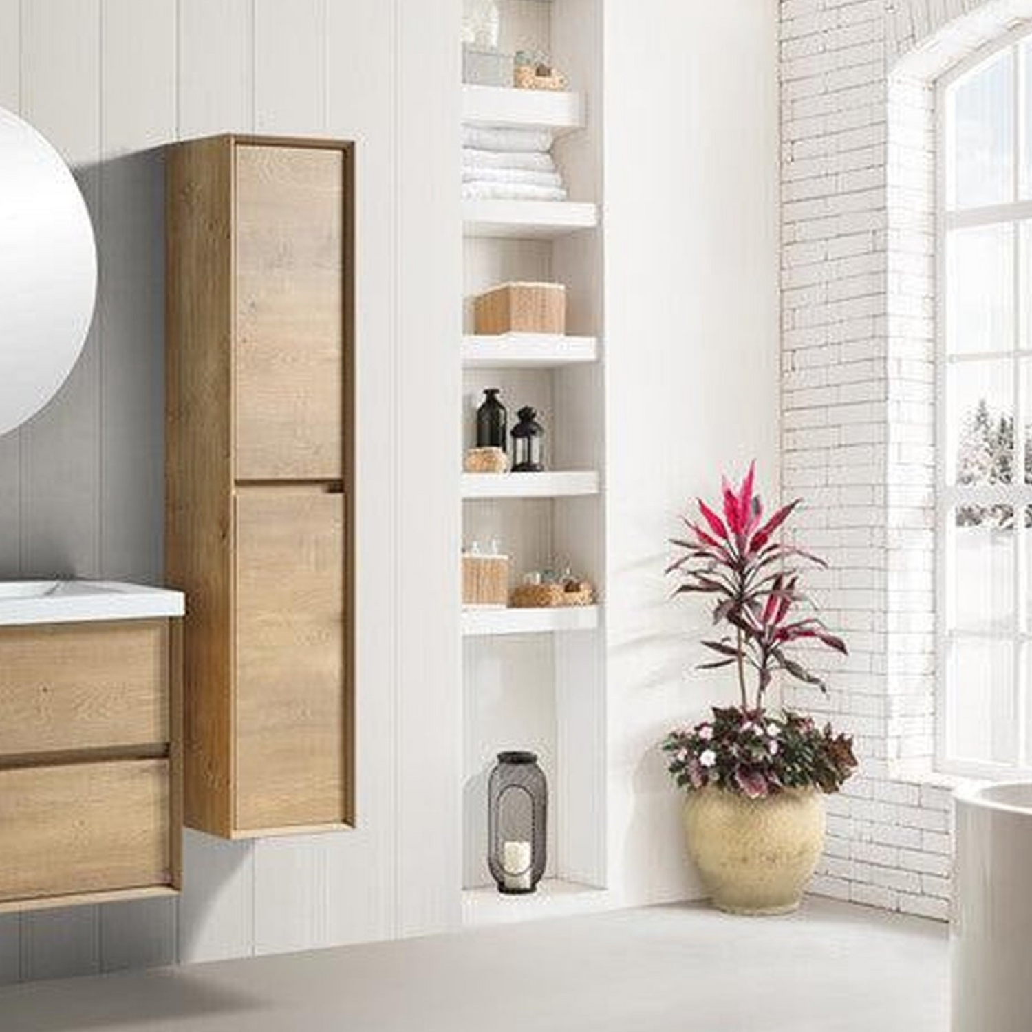 Noble 24&quot; White Oak Wall-Mounted Vanity With Single Reinforced White Acrylic Sink