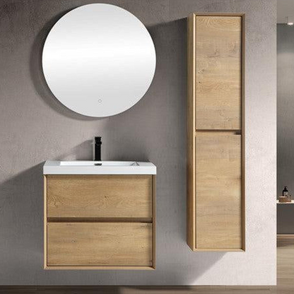 Noble 24&quot; White Oak Wall-Mounted Vanity With Single Reinforced White Acrylic Sink
