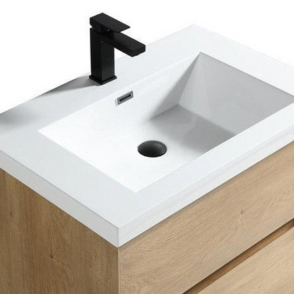 Noble 30&quot; White Oak Wall-Mounted Vanity With Single Reinforced White Acrylic Sink