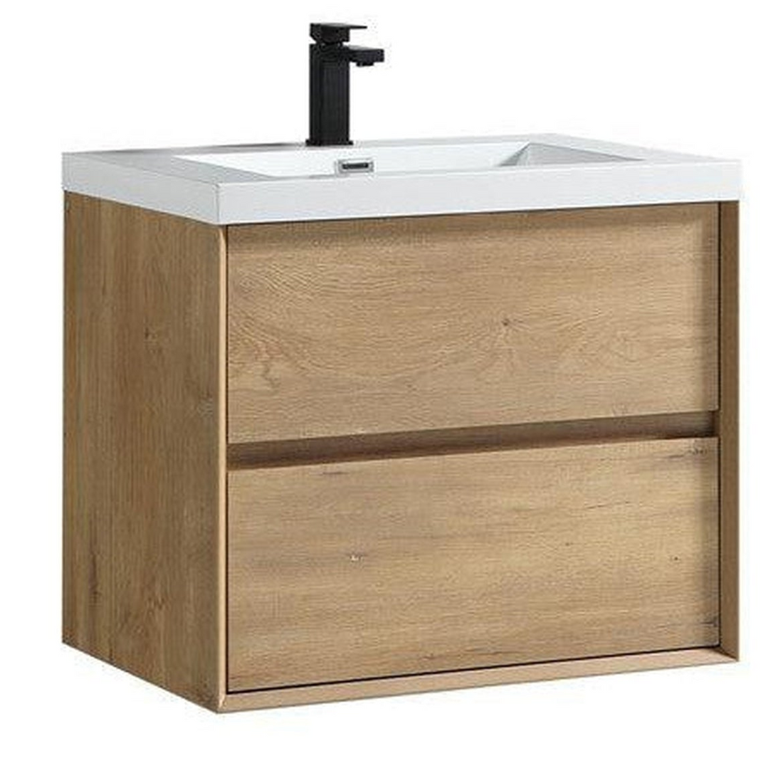 Noble 36&quot; White Oak Wall-Mounted Vanity With Single Reinforced White Acrylic Sink