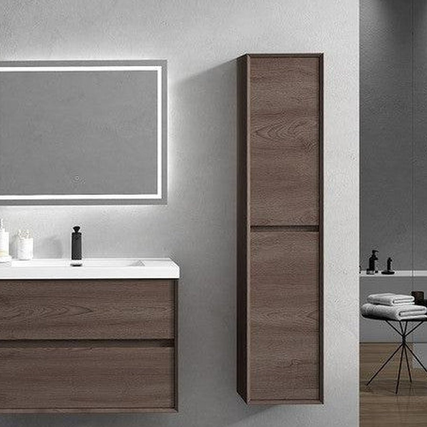 Noble 36&quot; Red Oak Wall-Mounted Vanity With Single Reinforced White Acrylic Sink