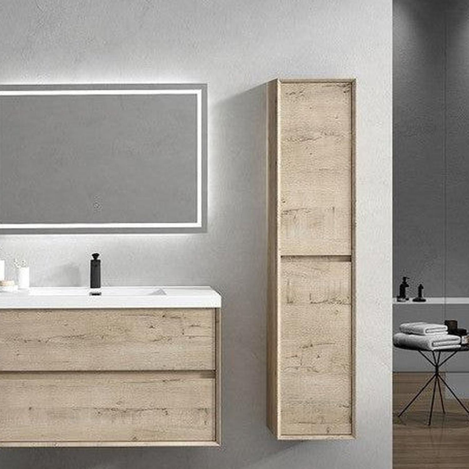 Noble 42&quot; Light Oak Wall-Mounted Vanity With Single Reinforced White Acrylic Sink