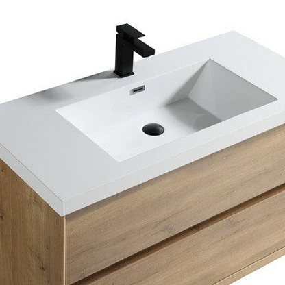Noble 42&quot; White Oak Wall-Mounted Vanity With Single Reinforced White Acrylic Sink