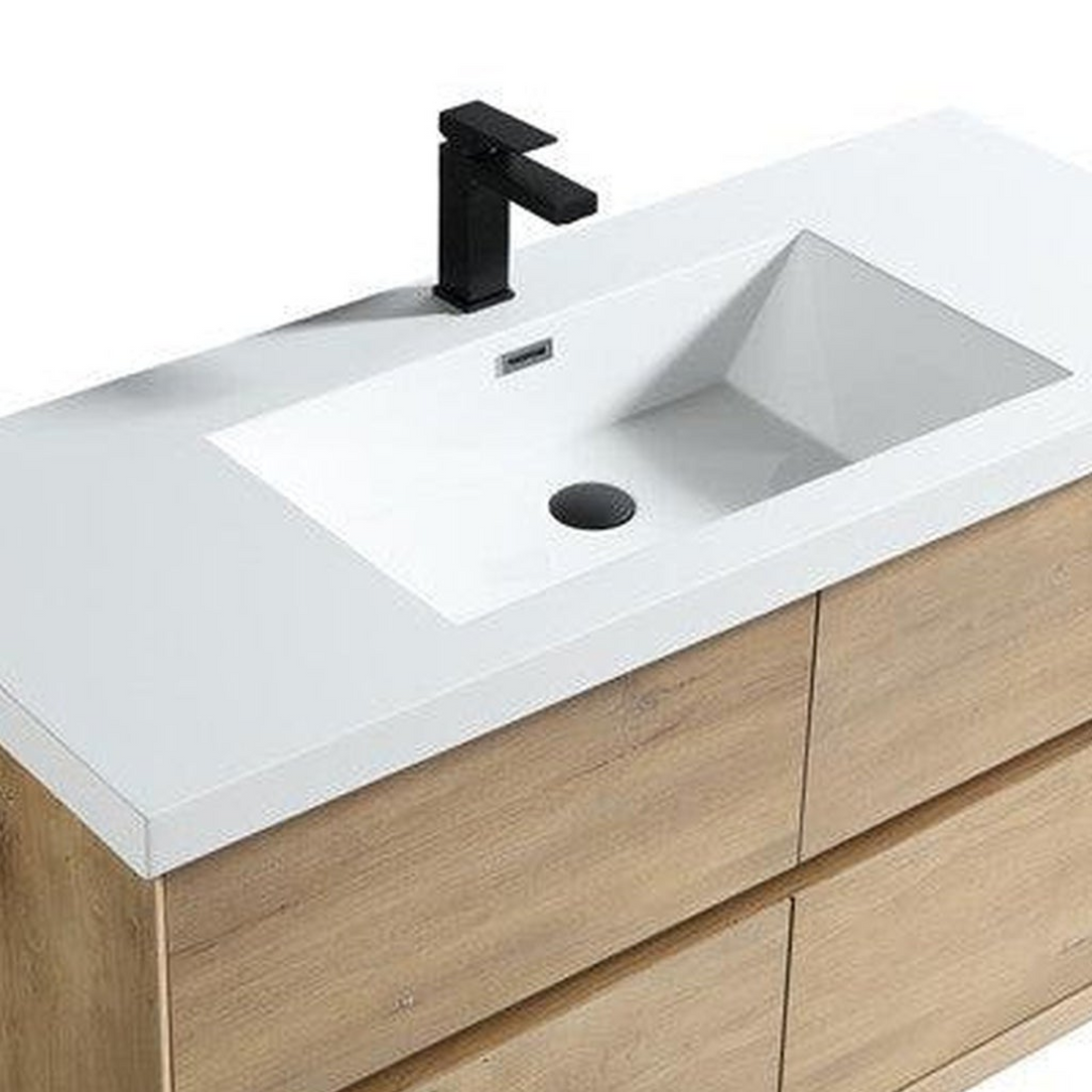 Noble 48&quot; White Oak Wall-Mounted Modern Vanity With Single Reinforced White Acrylic Sink
