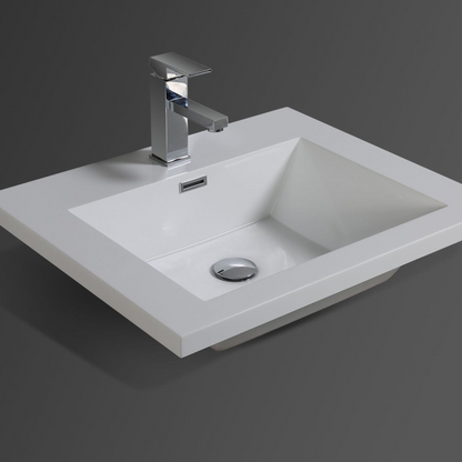 Amara 24&quot; High Gloss Ash Gray Freestanding Vanity With Single Reinforced White Acrylic Sink