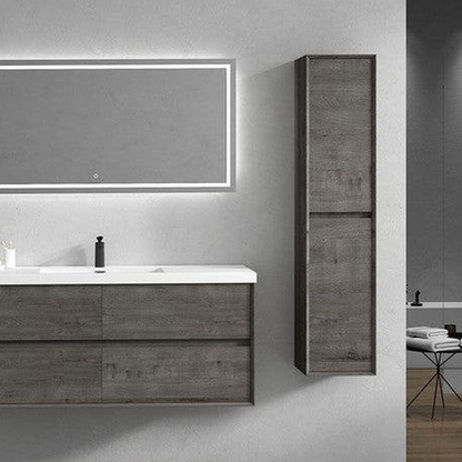Noble 60&quot; Smoke Oak Wall-Mounted Modern Vanity With Single Reinforced White Acrylic Sink