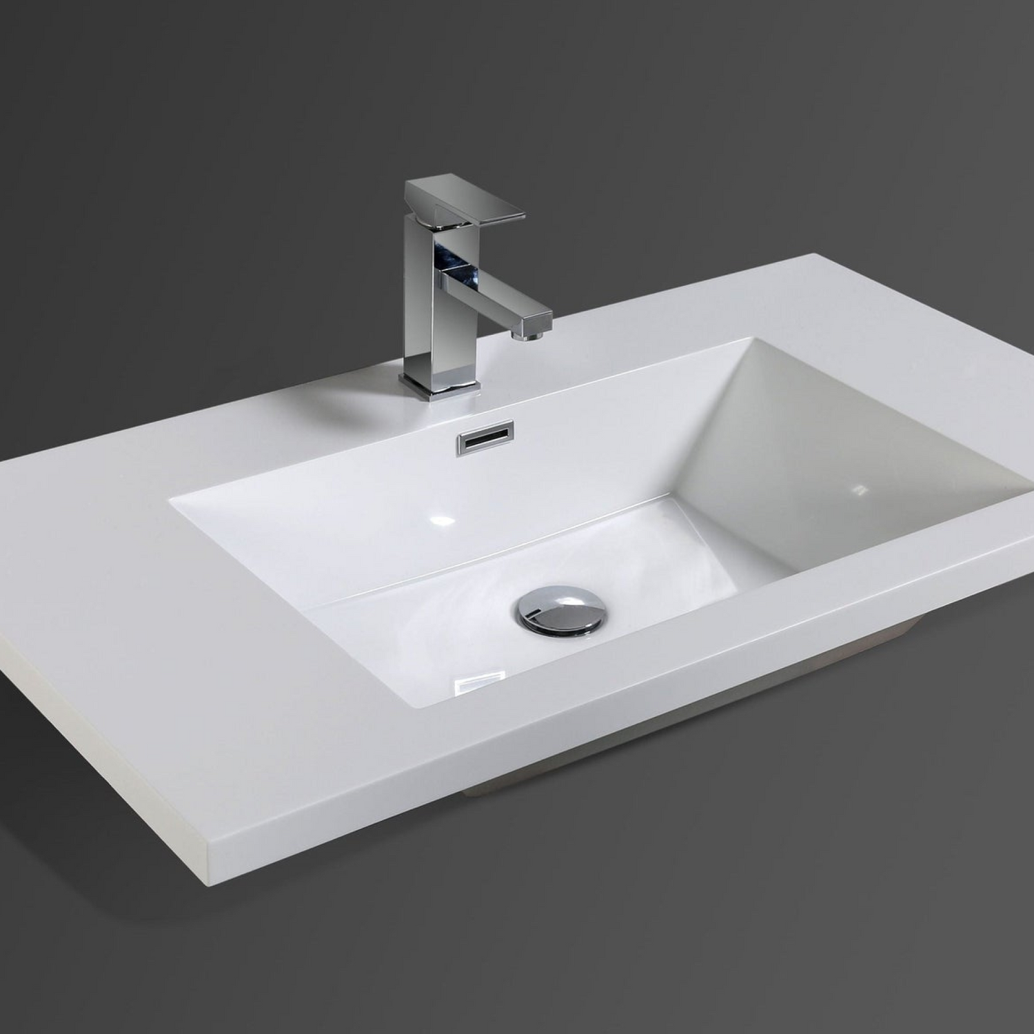 Amara 36&quot; High Gloss Ash Gray Freestanding Vanity With Single Reinforced White Acrylic Sink