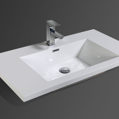 Amara 36&quot; High Gloss Ash Gray Freestanding Vanity With Single Reinforced White Acrylic Sink