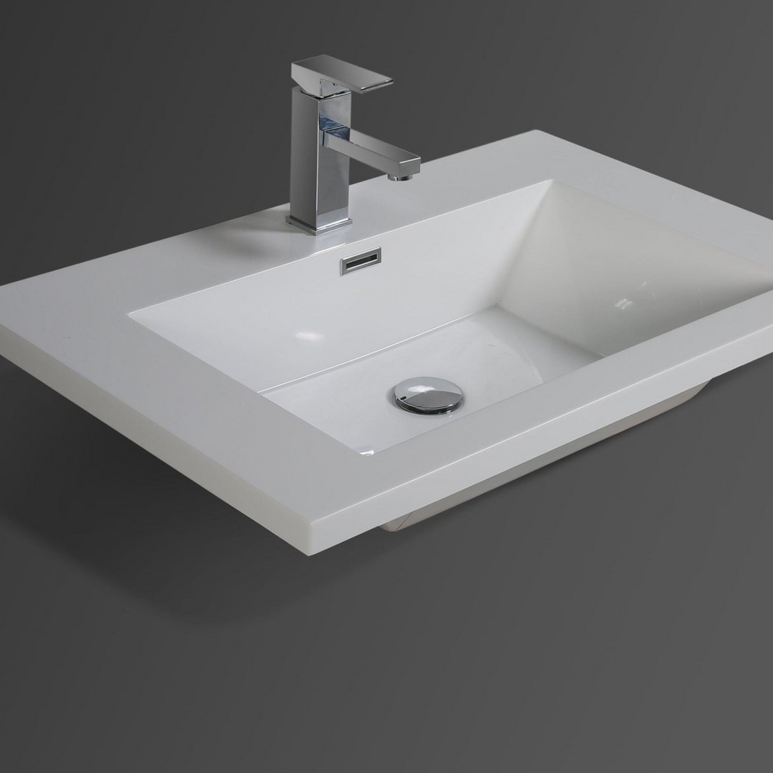 Amara 30&quot; High Gloss Ash Gray Freestanding Vanity With Single Reinforced White Acrylic Sink