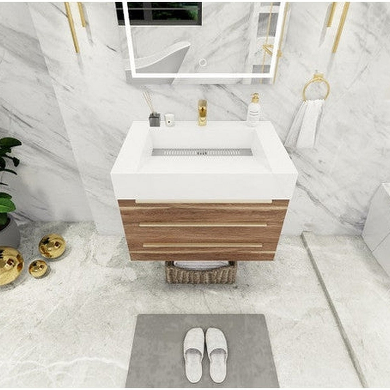 Elara 30&quot; White Oak Wall-Mounted Vanity With Single Reinforced White Acrylic Sink