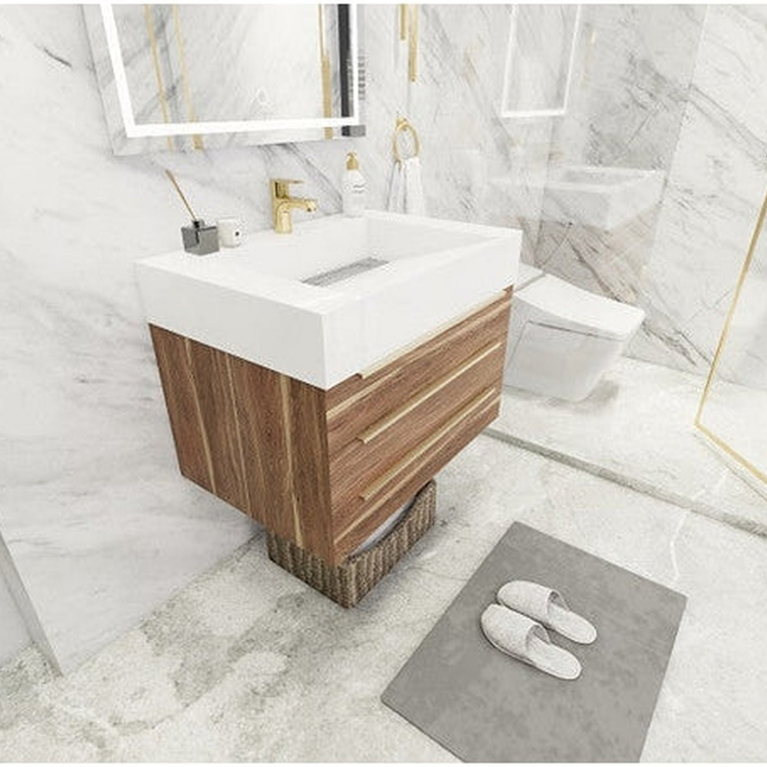 Elara 30&quot; White Oak Wall-Mounted Vanity With Single Reinforced White Acrylic Sink