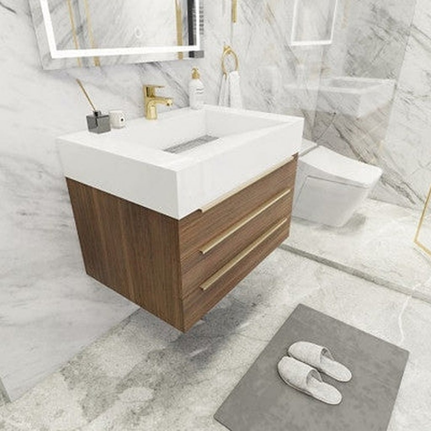 Elara 30&quot; Rosewood Wall-Mounted Vanity With Single Reinforced White Acrylic Sink
