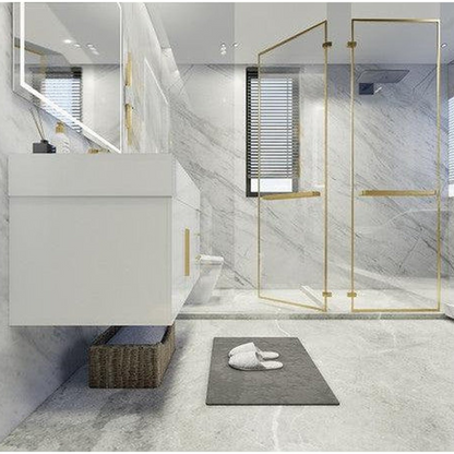 Elara 42&quot; High Gloss White Wall-Mounted Vanity With Right Side Drawers and Single Reinforced White Acrylic Sink