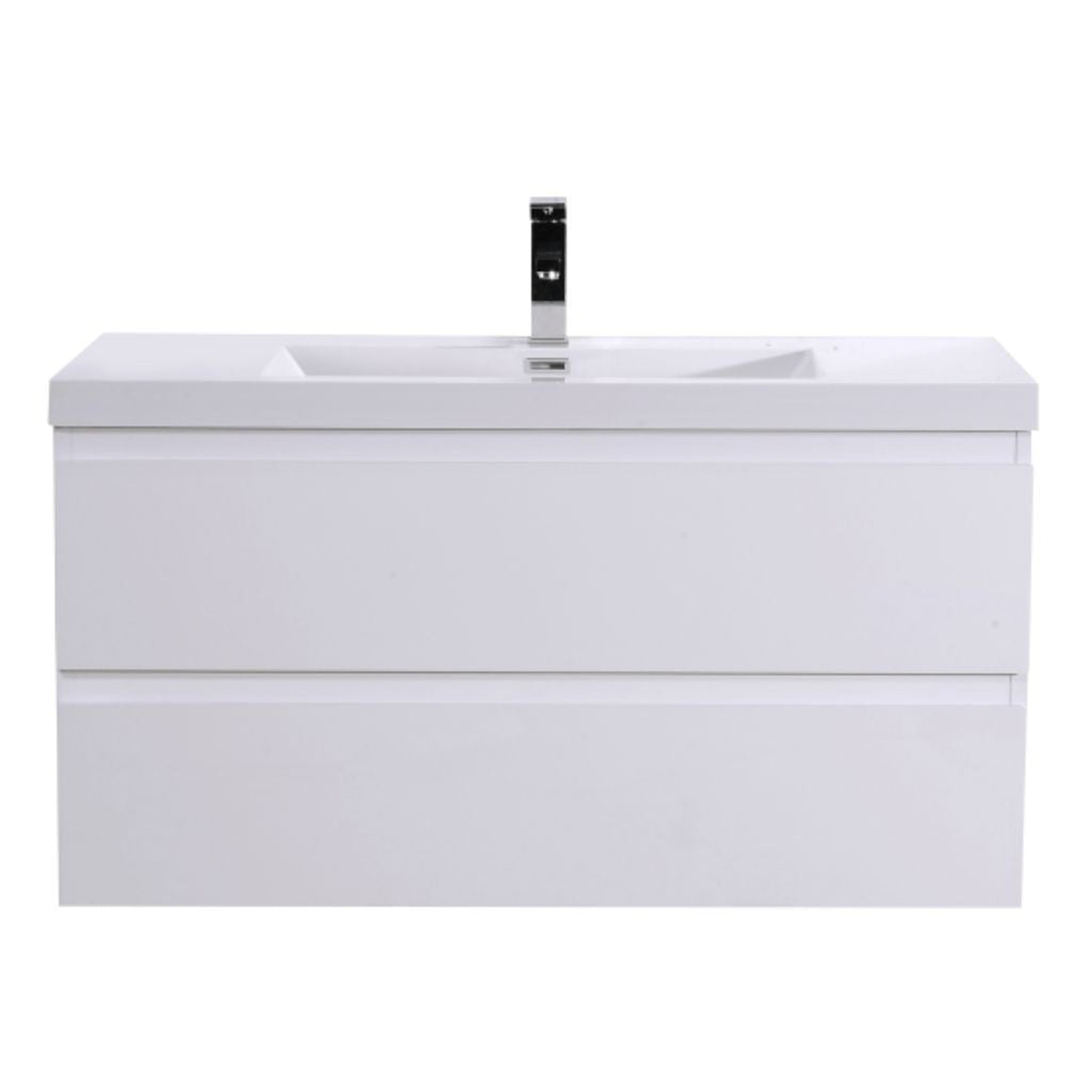Boho Elegance 42&quot; High Gloss White Wall-Mounted Vanity With Single Reinforced White Acrylic Sink