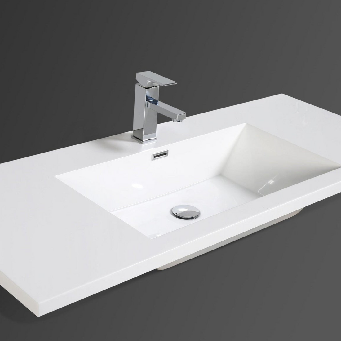 Amara 48&quot; High Gloss Ash Gray Freestanding Vanity With Single Reinforced White Acrylic Sink