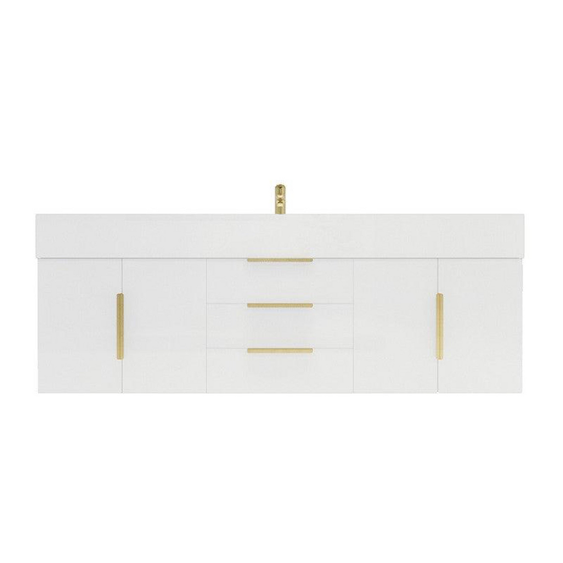 Elara 60&quot; High Gloss White Wall-Mounted Vanity With Single Reinforced White Acrylic Sink