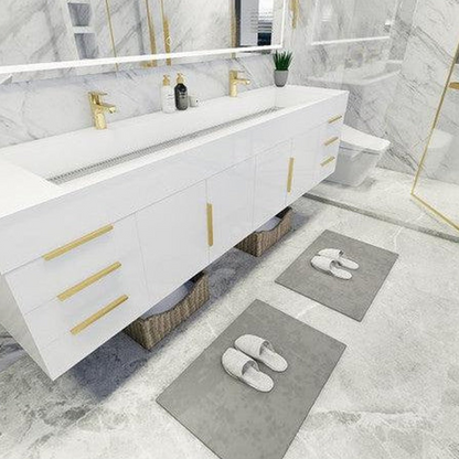 Elara 84&quot; High Gloss White Wall-Mounted Vanity With Double Reinforced White Acrylic Sinks