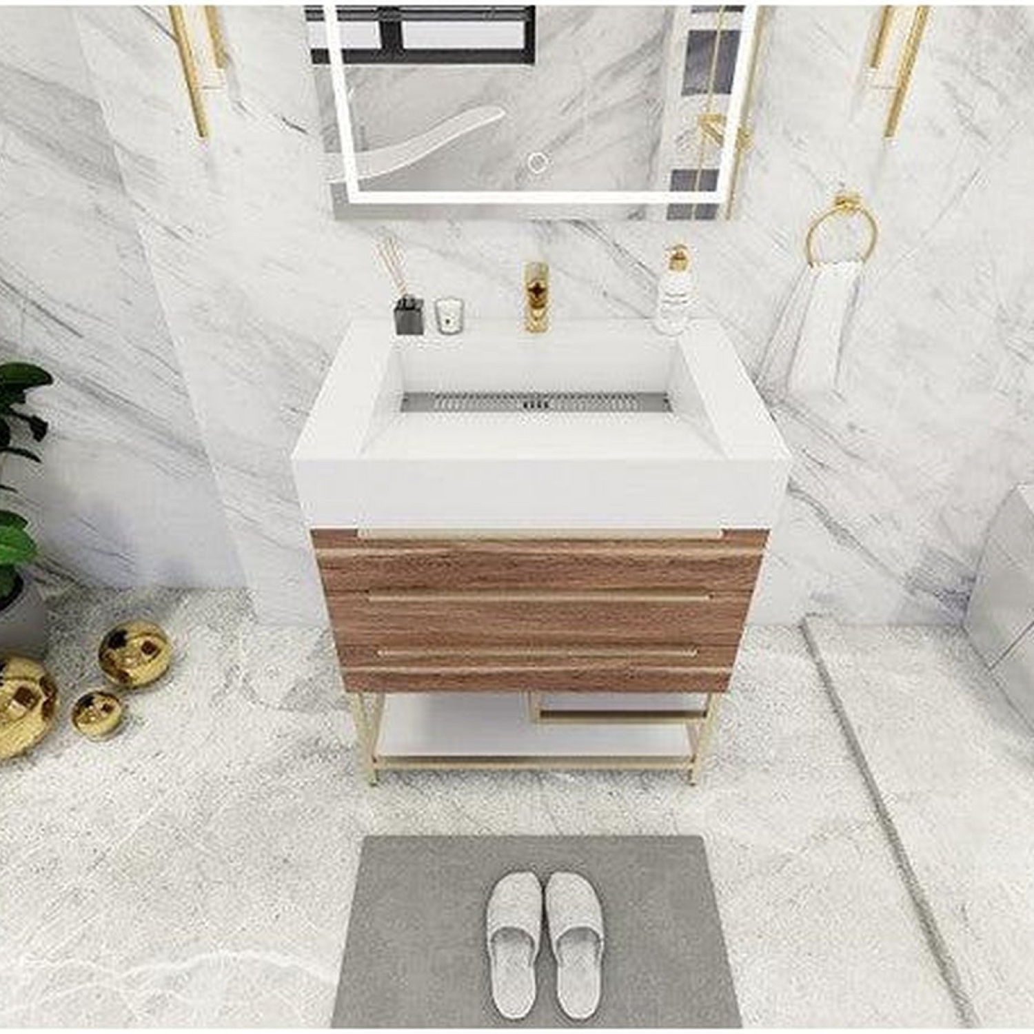 Elara 30&quot; White Oak Freestanding Vanity With Single Reinforced White Acrylic Sink