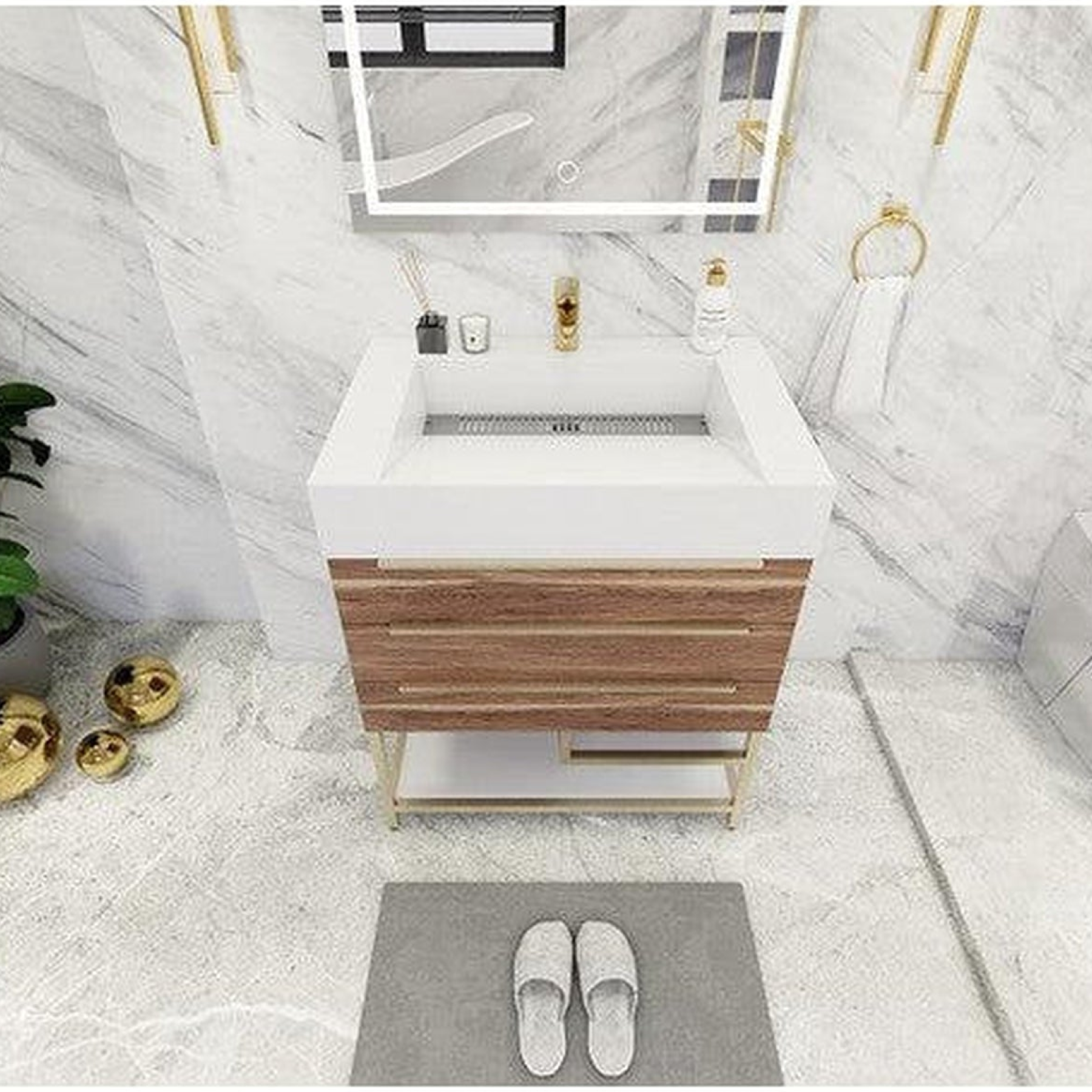 Elara 30&quot; White Oak Freestanding Vanity With Single Reinforced White Acrylic Sink