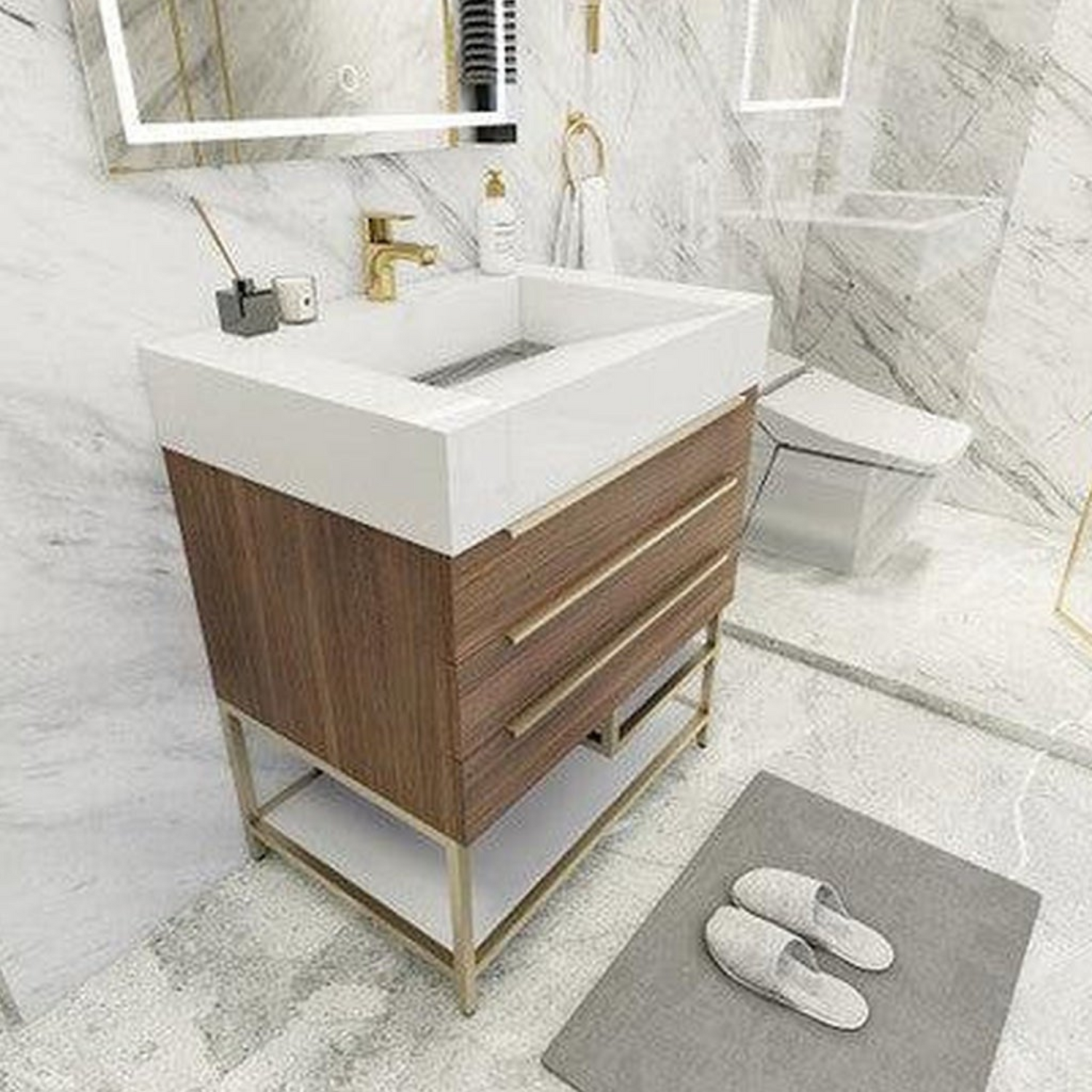 Elara 30&quot; Rosewood Freestanding Vanity With Single Reinforced White Acrylic Sink