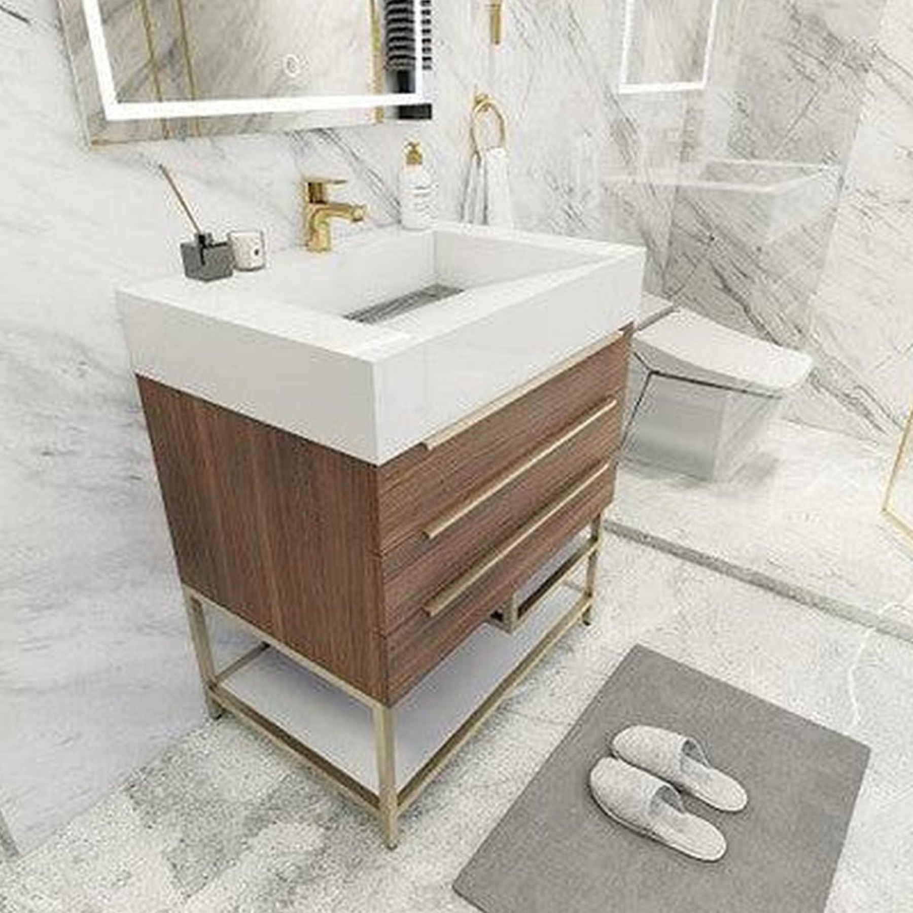 Elara 30&quot; Rosewood Freestanding Vanity With Single Reinforced White Acrylic Sink
