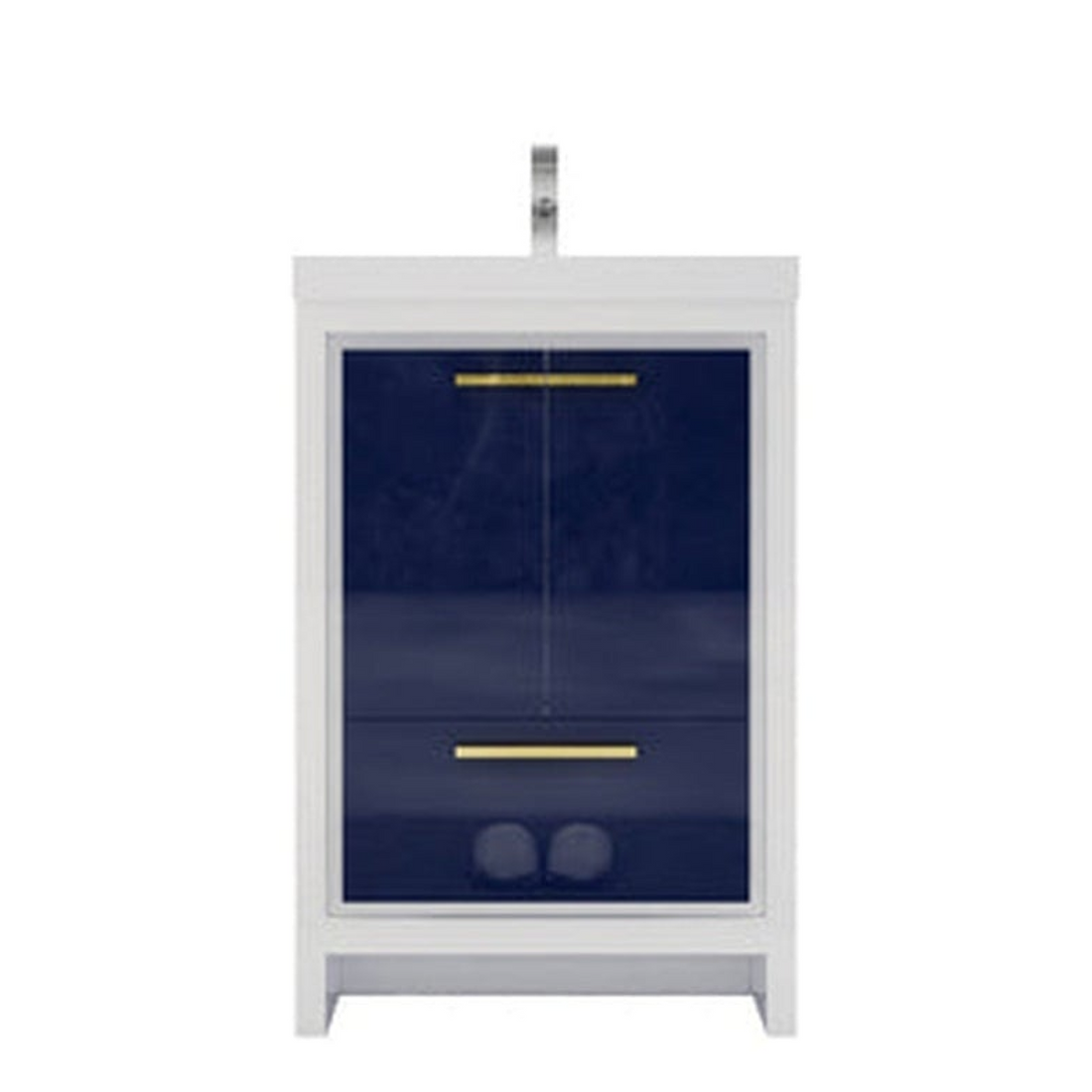Amara 24&quot; High Gloss Night Blue Freestanding Vanity With Single Reinforced White Acrylic Sink