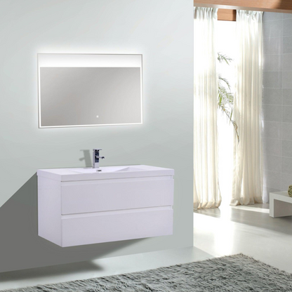 Boho Elegance 42&quot; High Gloss White Wall-Mounted Vanity With Single Reinforced White Acrylic Sink