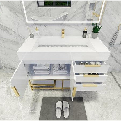 Elara 48&quot; High Gloss White Freestanding Vanity With Single Reinforced White Acrylic Sink