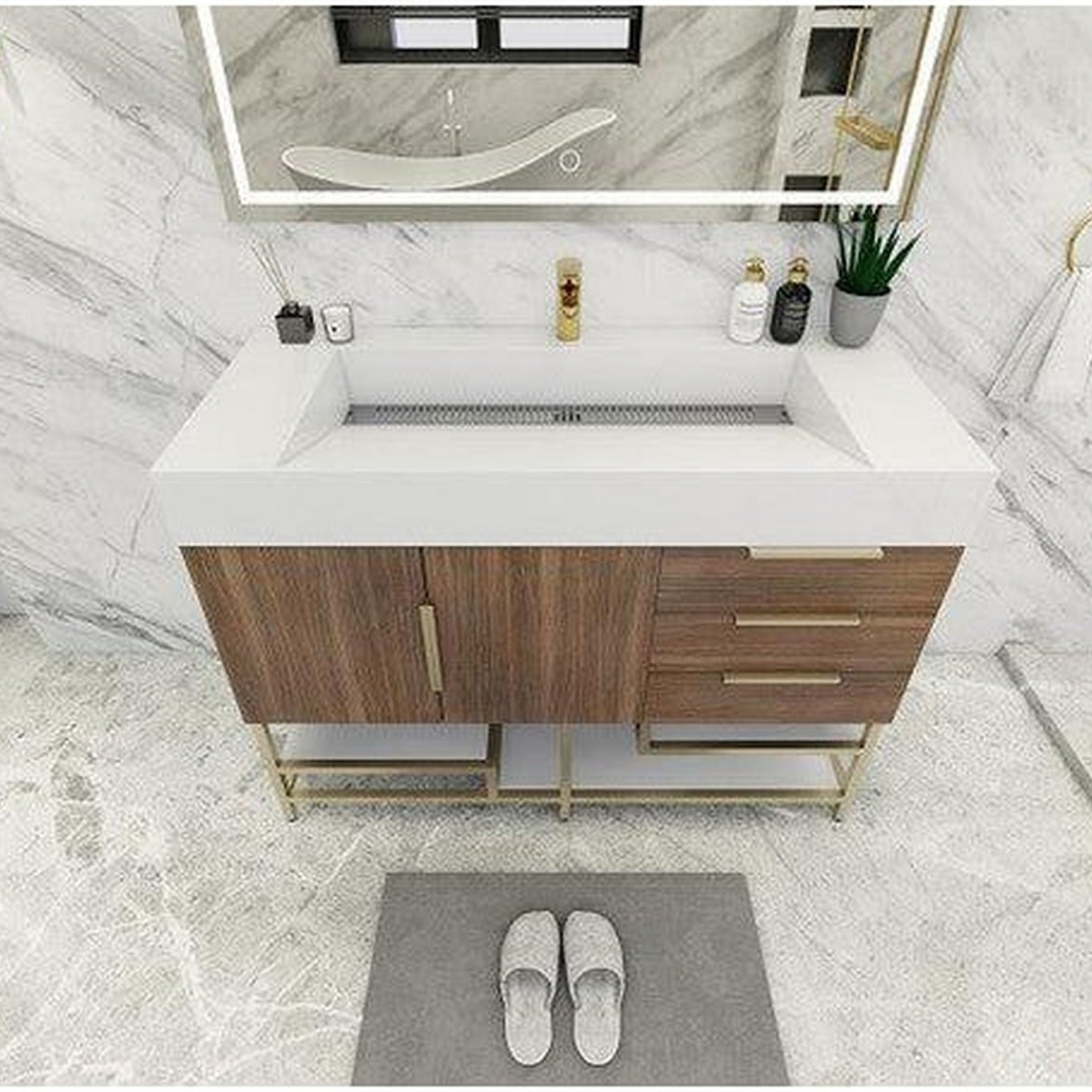 Elara 48&quot; Rosewood Freestanding Vanity With Single Reinforced White Acrylic Sink
