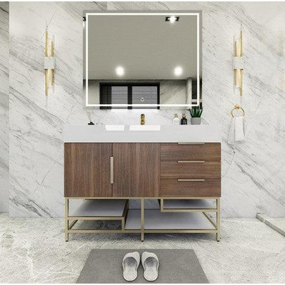 Elara 48&quot; Rosewood Freestanding Vanity With Single Reinforced White Acrylic Sink