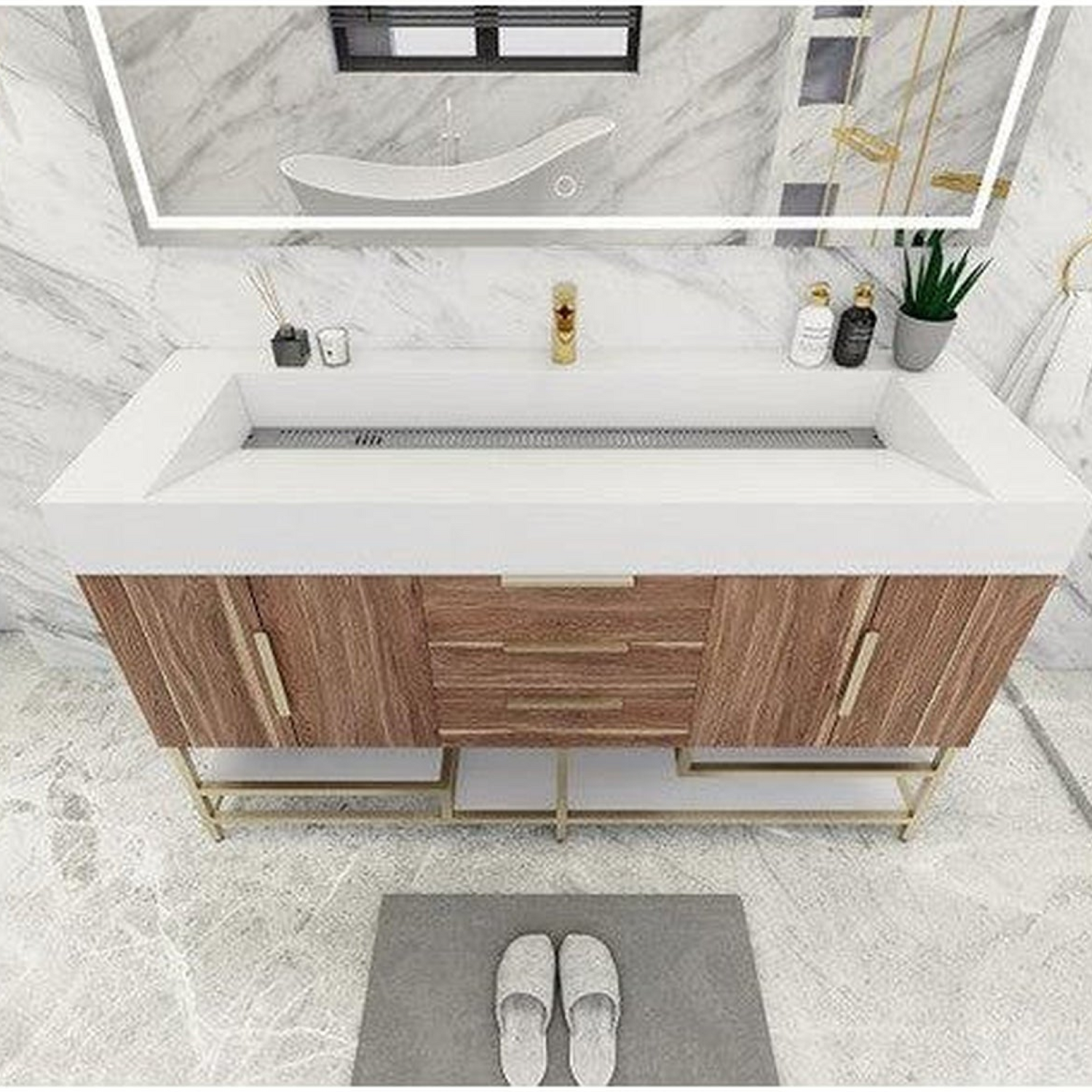 Elara 60&quot; White Oak Freestanding Vanity With Single Reinforced White Acrylic Sink