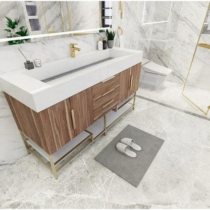 Elara 60&quot; White Oak Freestanding Vanity With Single Reinforced White Acrylic Sink