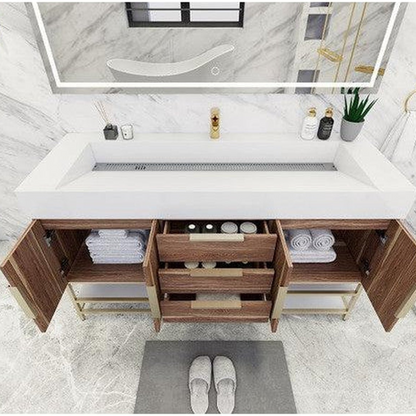 Elara 60&quot; White Oak Freestanding Vanity With Single Reinforced White Acrylic Sink