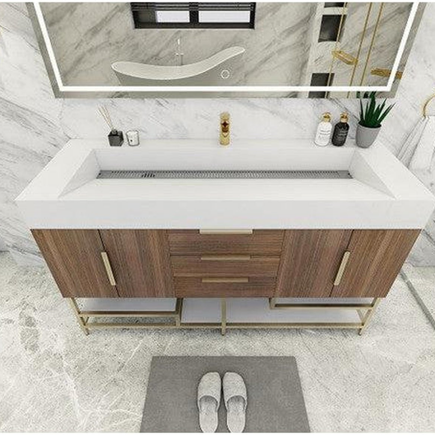 Elara 60&quot; Rosewood Freestanding Vanity With Single Reinforced White Acrylic Sink