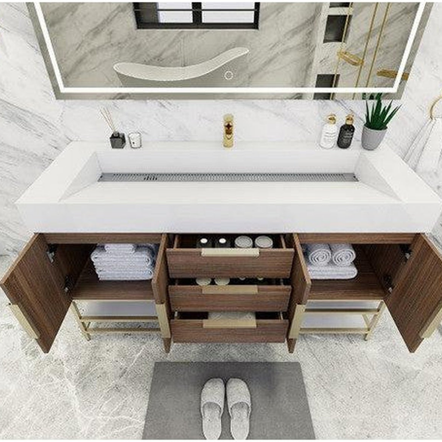 Elara 60&quot; Rosewood Freestanding Vanity With Single Reinforced White Acrylic Sink