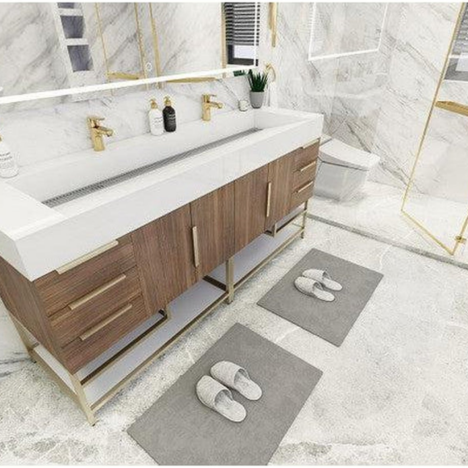 Elara 72&quot; Rosewood Freestanding Vanity With Double Reinforced White Acrylic Sinks