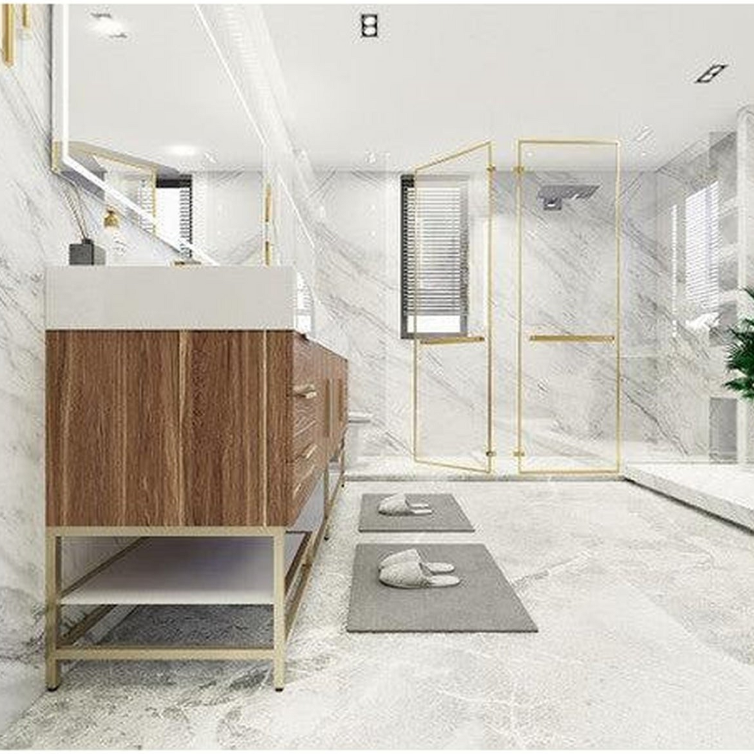 Elara 84&quot; White Oak Freestanding Vanity With Double Reinforced White Acrylic Sinks