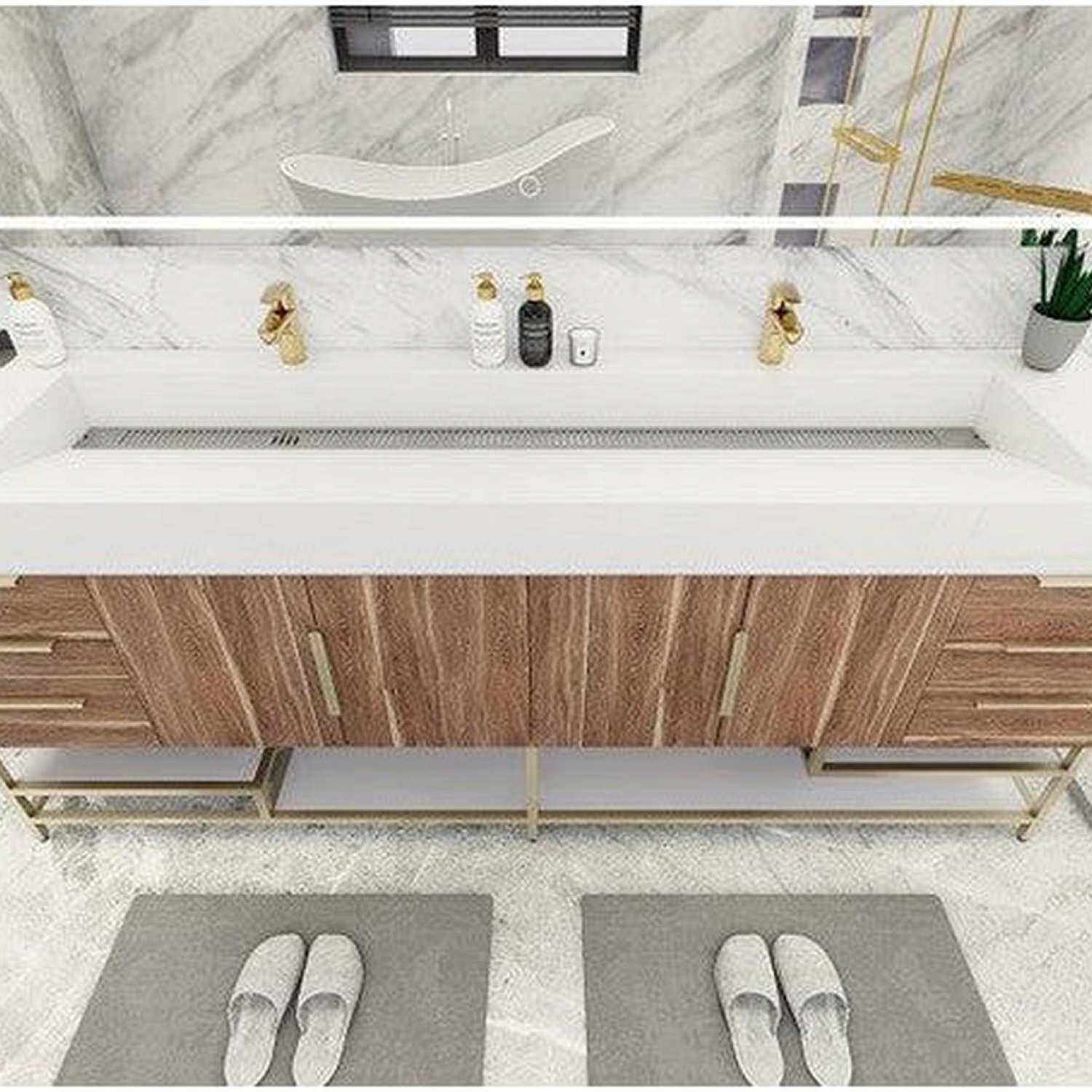 Elara 84&quot; White Oak Freestanding Vanity With Double Reinforced White Acrylic Sinks