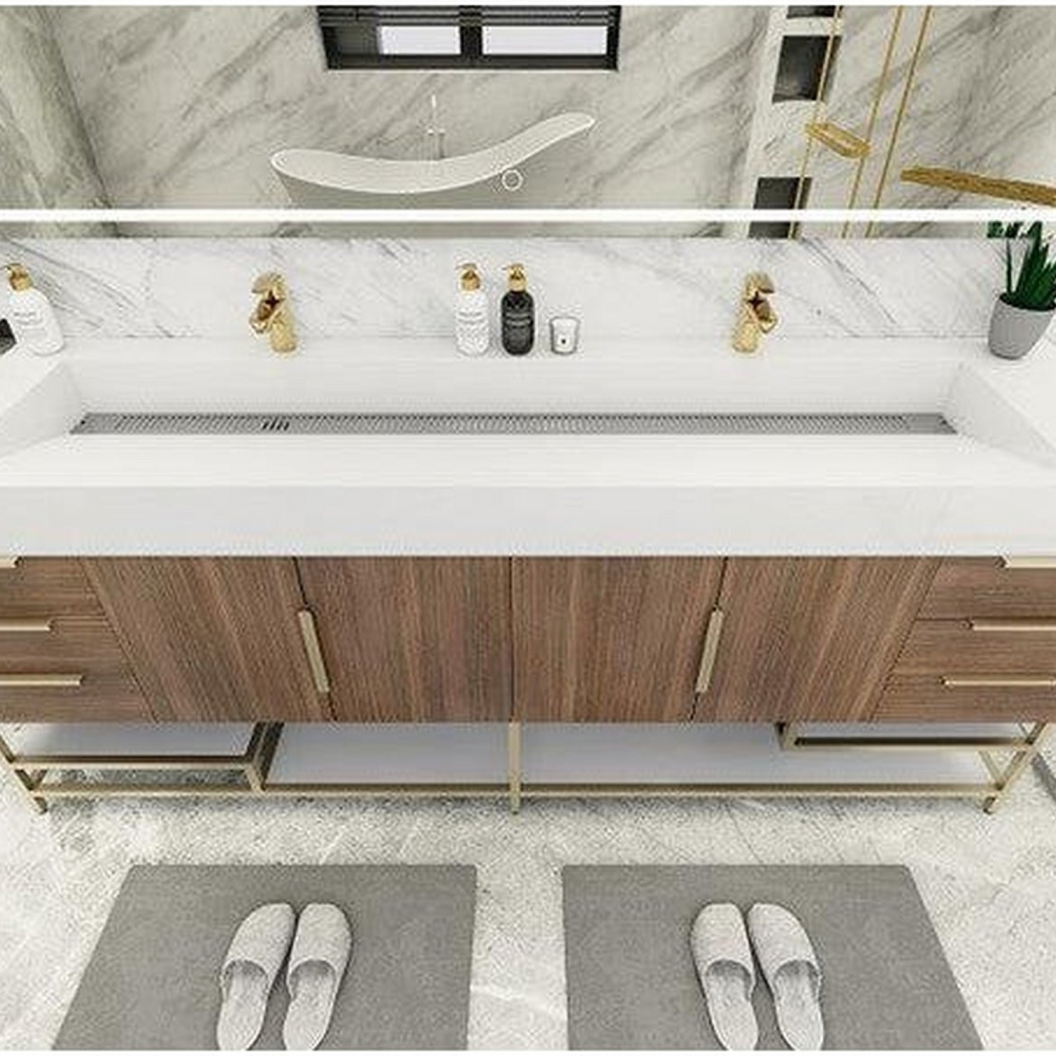 Elara 84&quot; Rosewood Freestanding Vanity With Double Reinforced White Acrylic Sinks